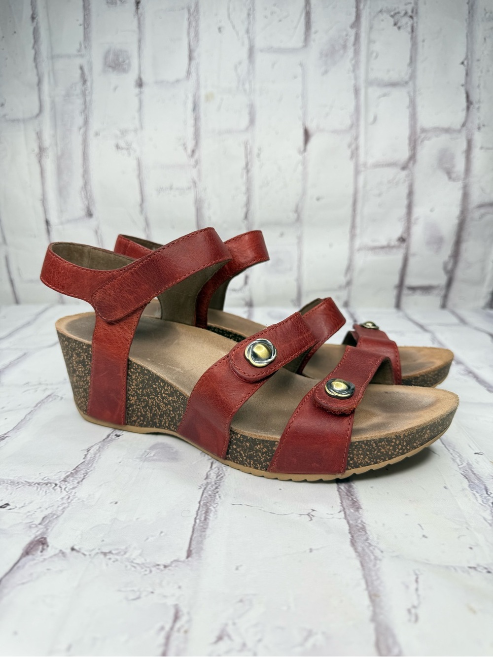 Dansko Savannah Leather Wedge Sandals Size 39 US 8.5 - 9 Rust Brown Red Comfort